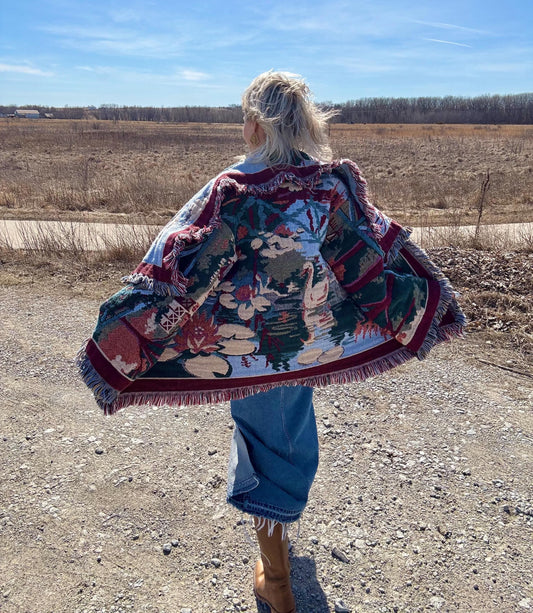 Romantic Swan Lake Classic Blanket Coat
