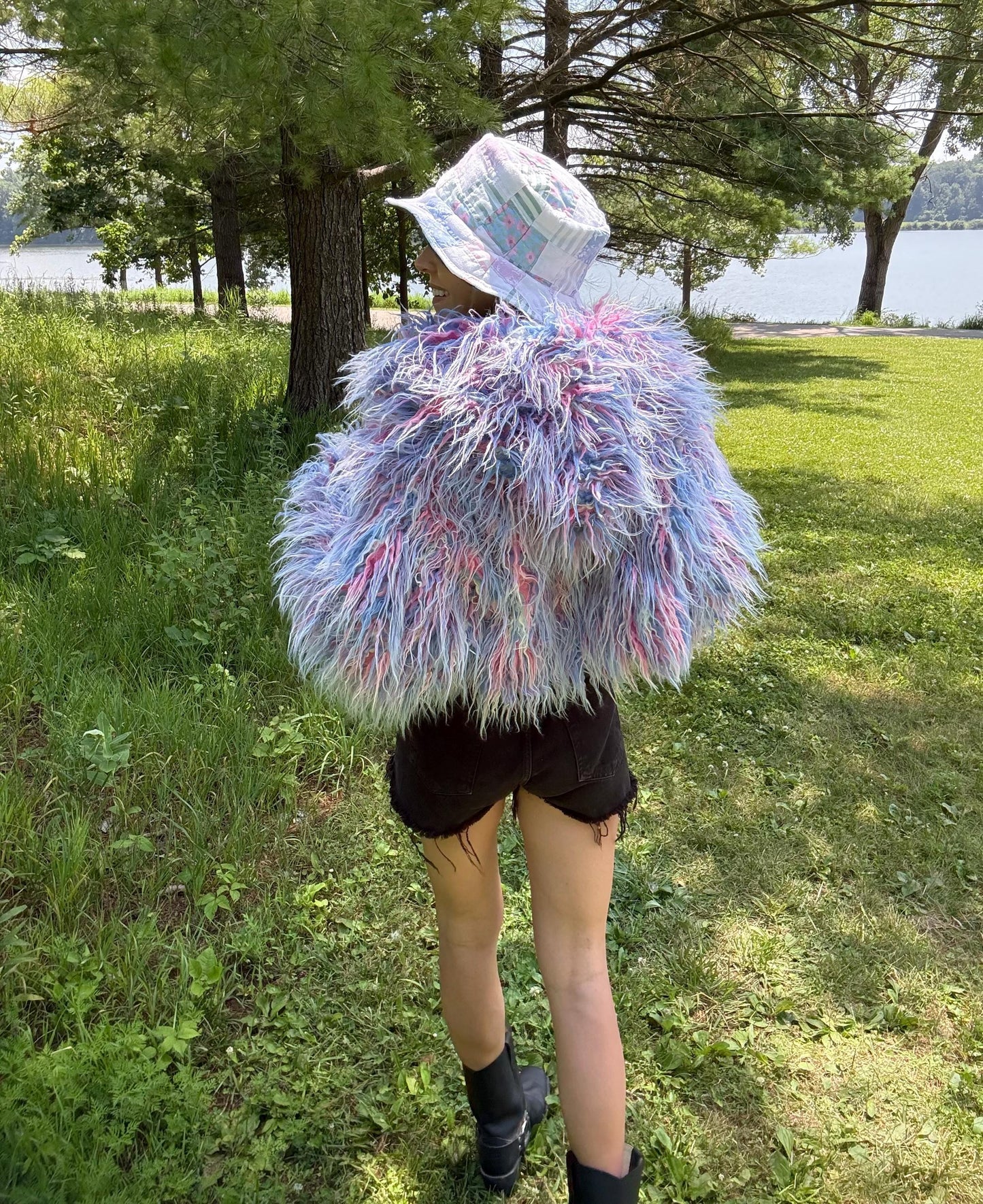 Cotton Candy Snow Bunny Cropped Faux Fur Jacket
