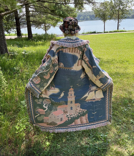 Beacon Of Light Nautical Lighthouse Blanket Coat