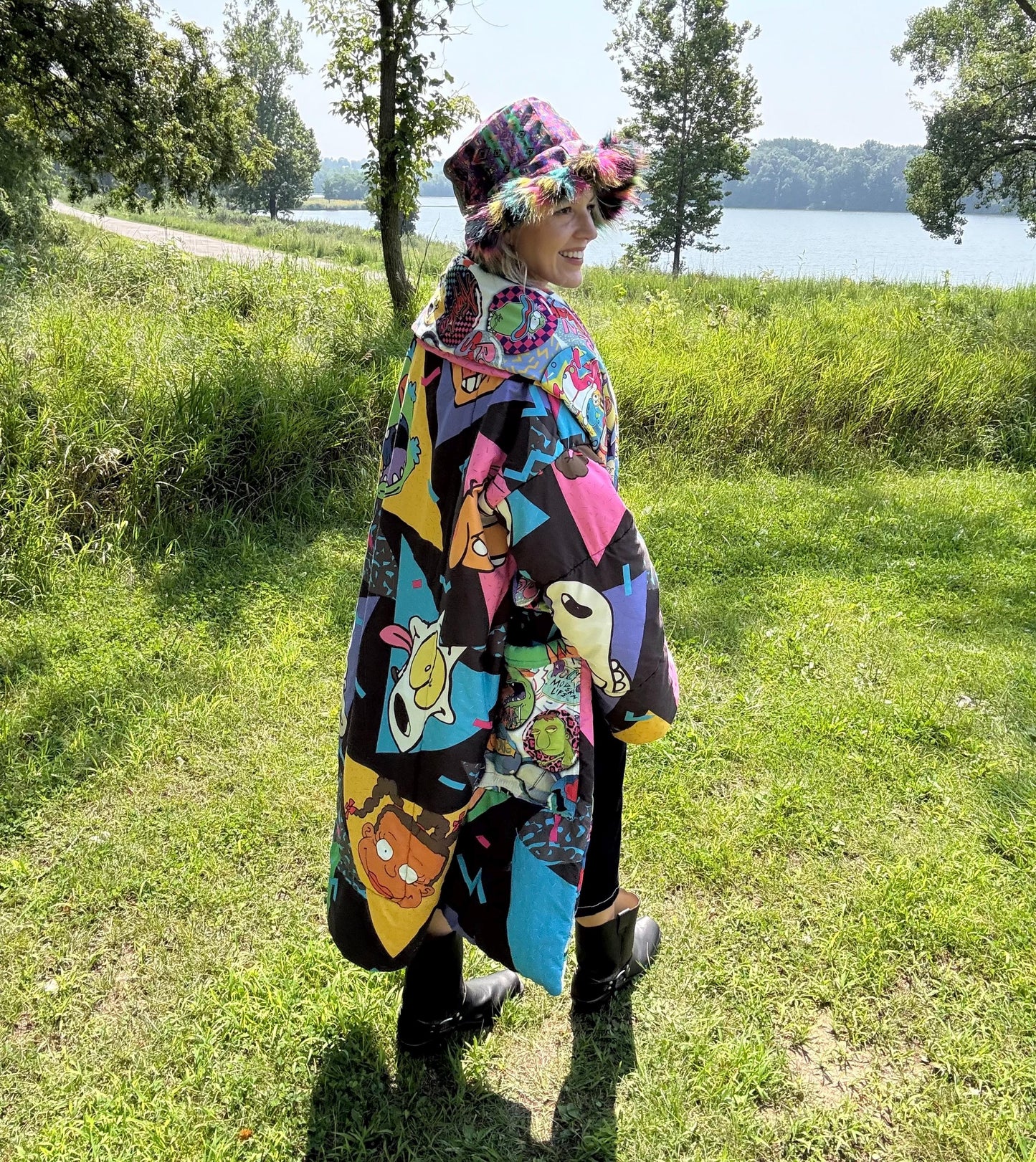 Nickelodeon Babe 90s Kid Nostalgia Cozy Reversible Blanket Coat