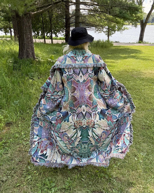 Tropical Day Trip Original Psychedelic Art Long Blanket Coat