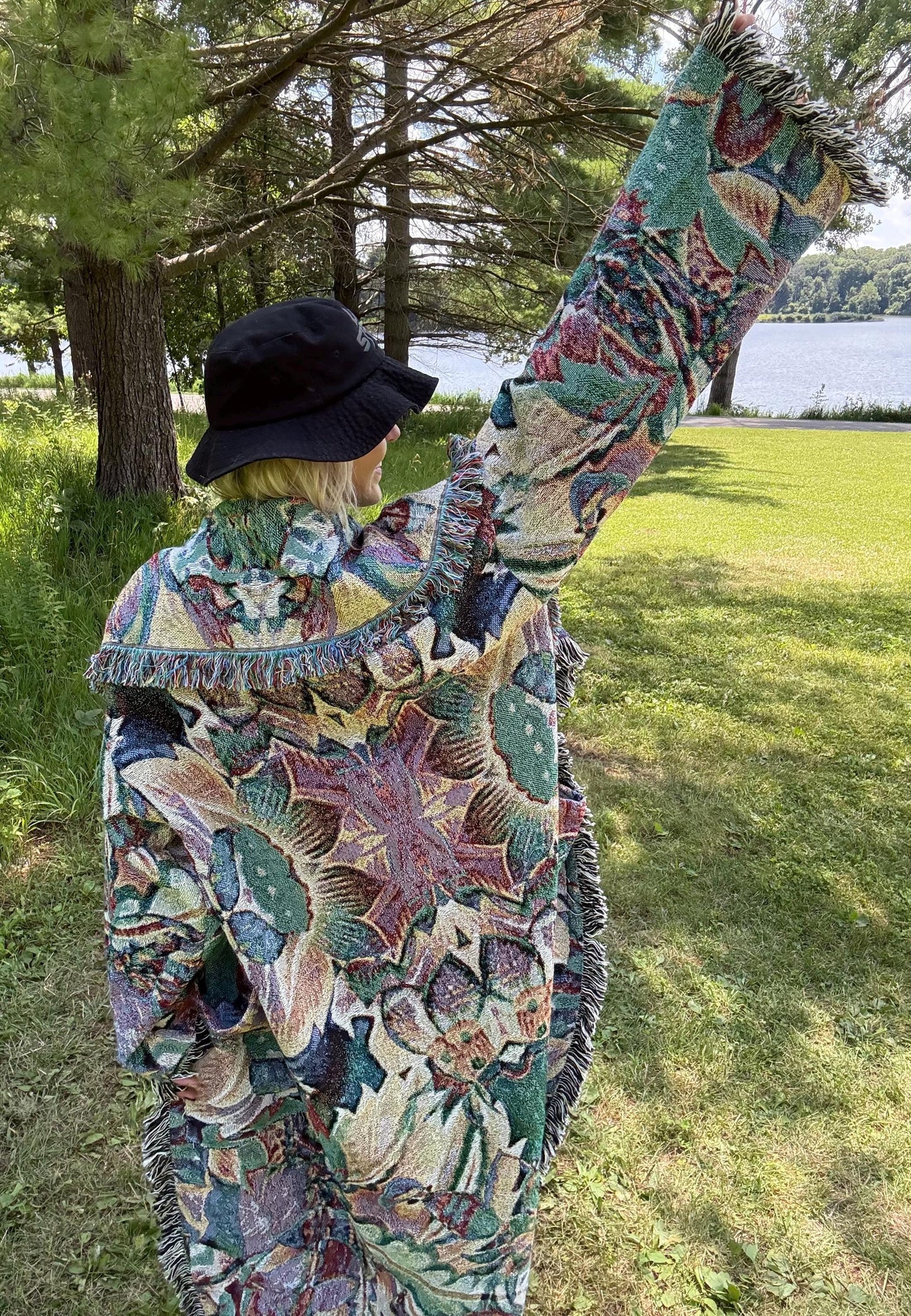 Tropical Day Trip Original Psychedelic Art Long Blanket Coat