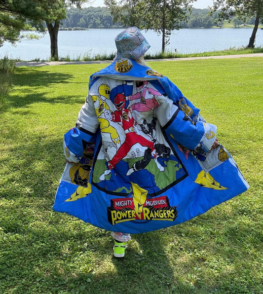 Mighty Power Rangers 90s Kid Cozy Blanket Coat