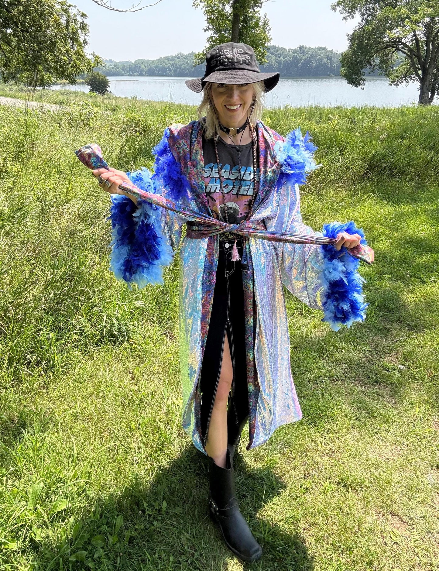 Holographic Unicorn Light Blue Sequin Statement Coat