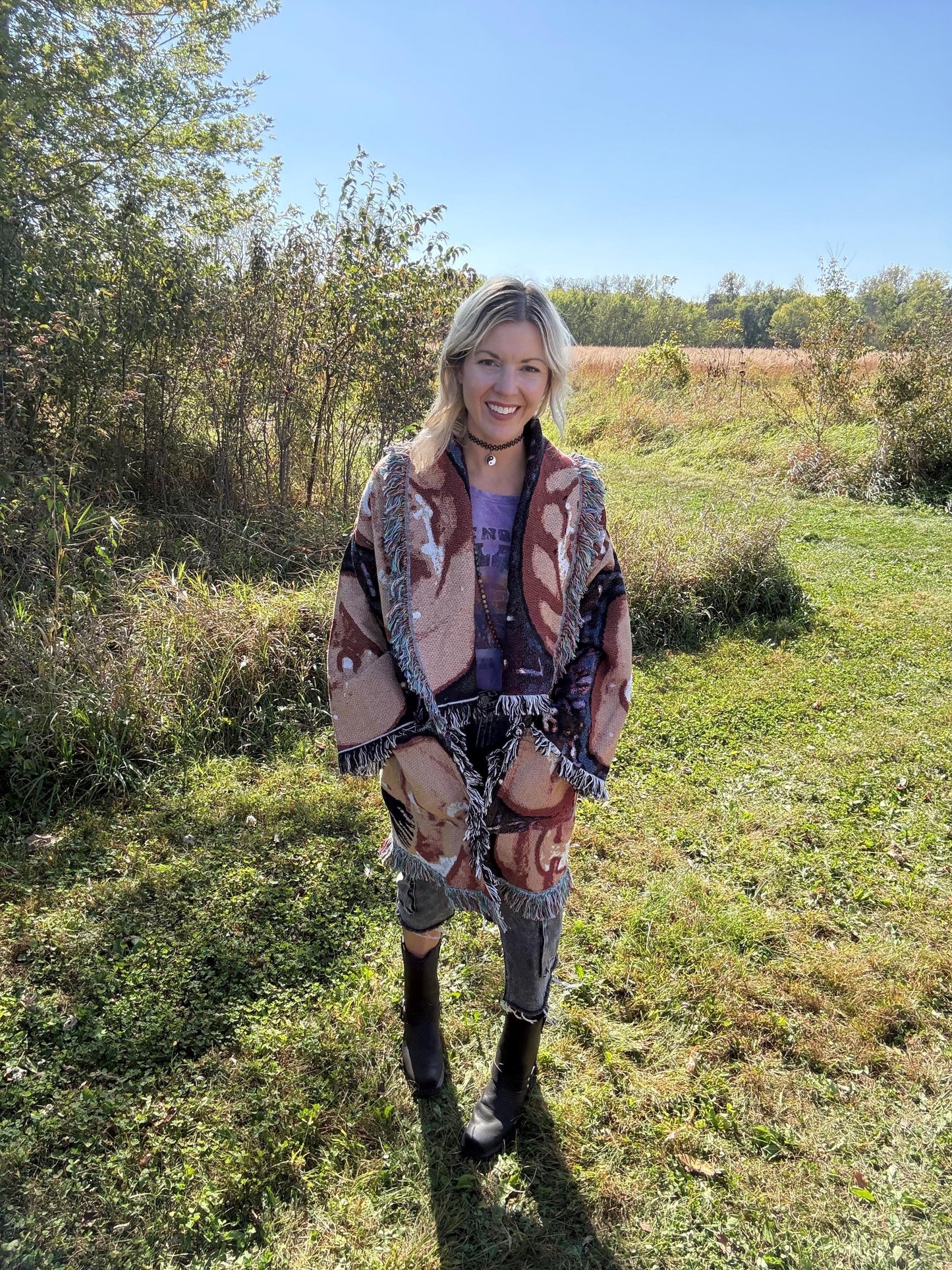 Witchy Babe Art Blanket Cardigan