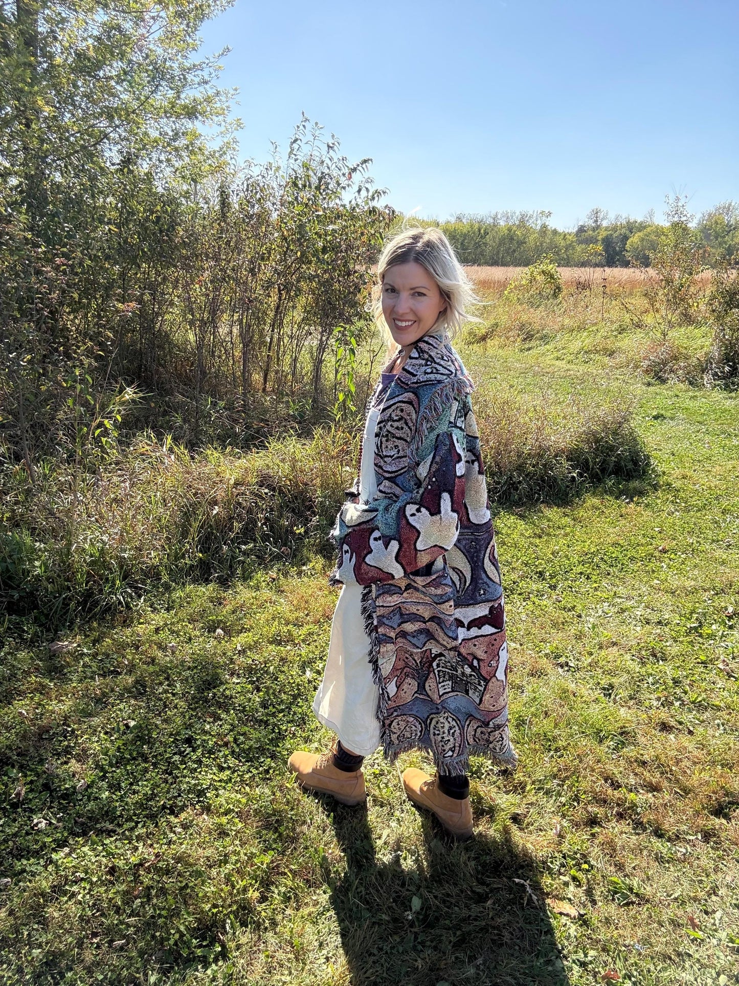 Spooky Cutie Long Halloween Themed Art Blanket Coat