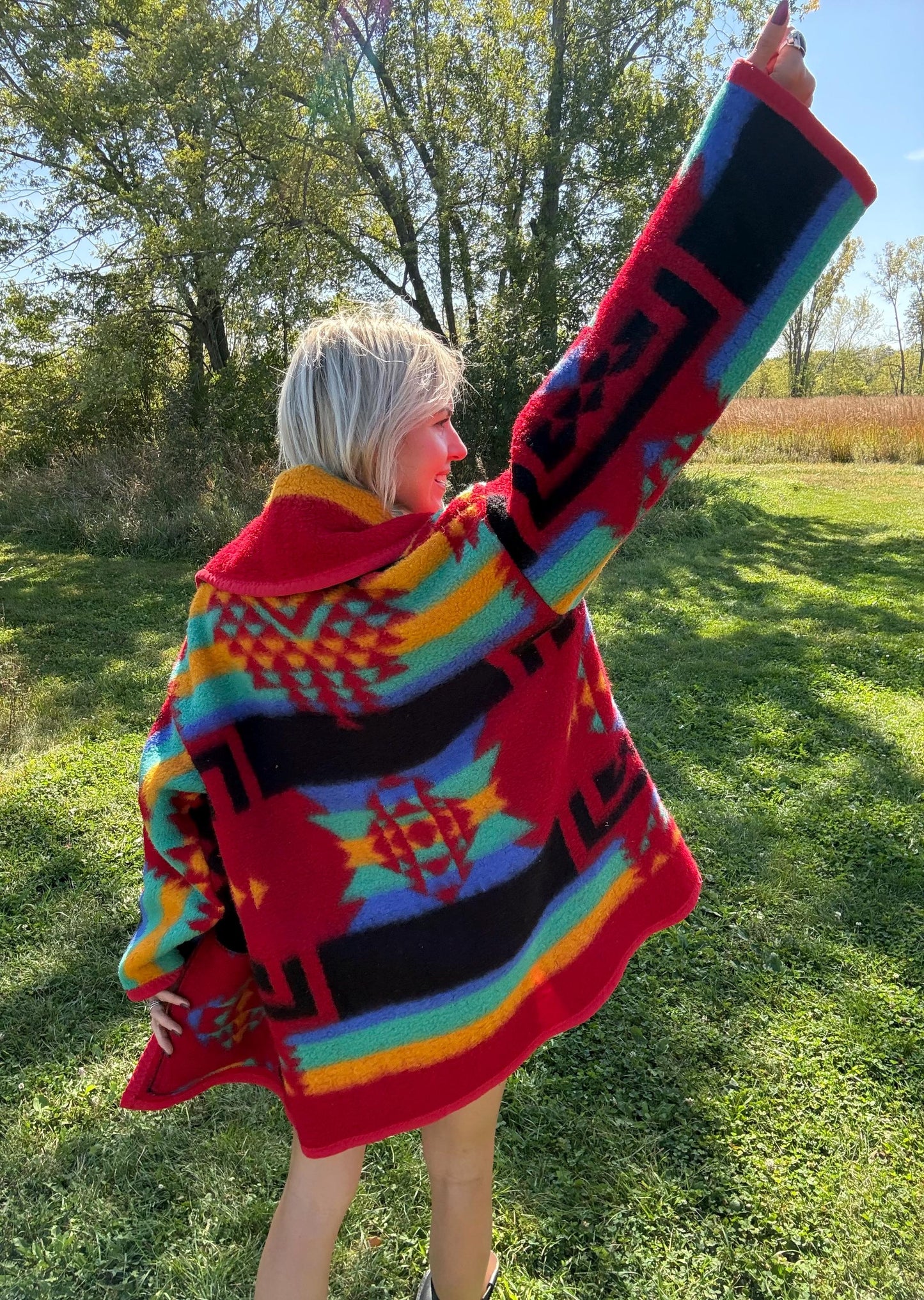 Desert Dreams Southwestern Fleece Blanket Coat: Handmade, Upcycled Coat