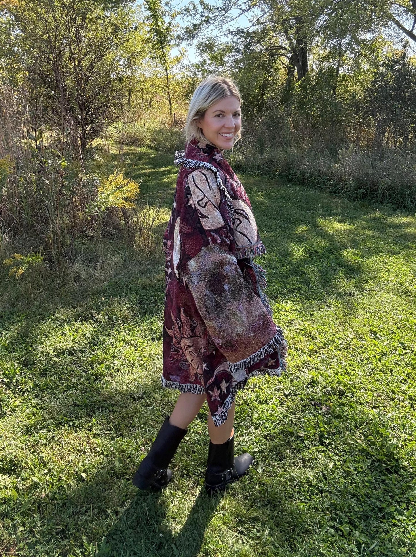 Celestial Fire Dancer Oversized Art Blanket Coat