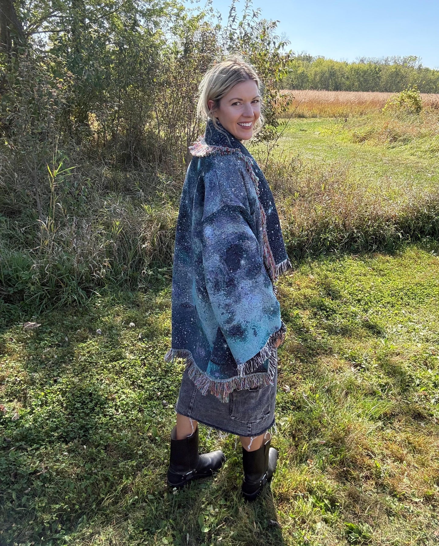 Blue Intergalactic Stardust Art Blanket Coat