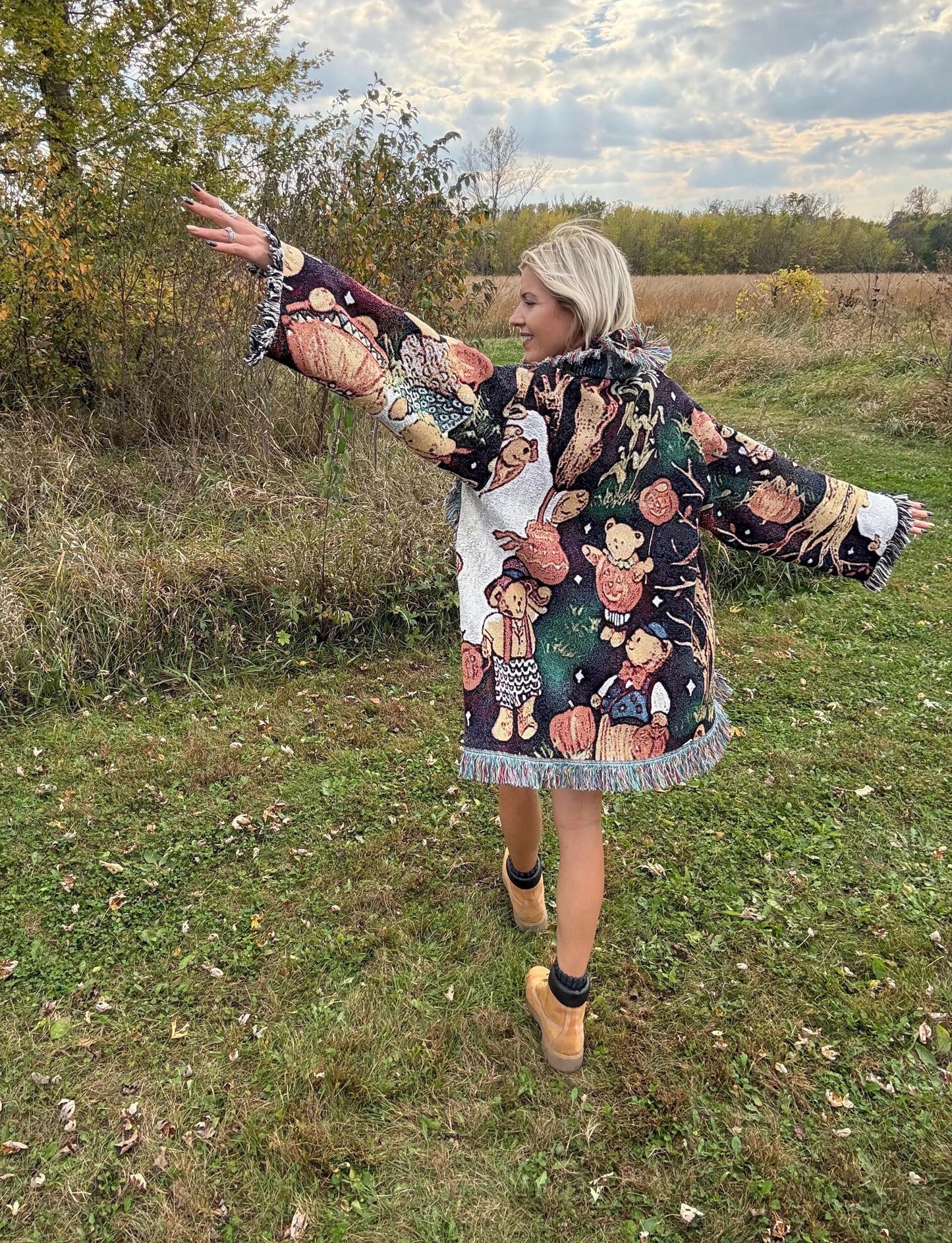 Spooky Season Cutie Halloween Art Blanket Cardigan