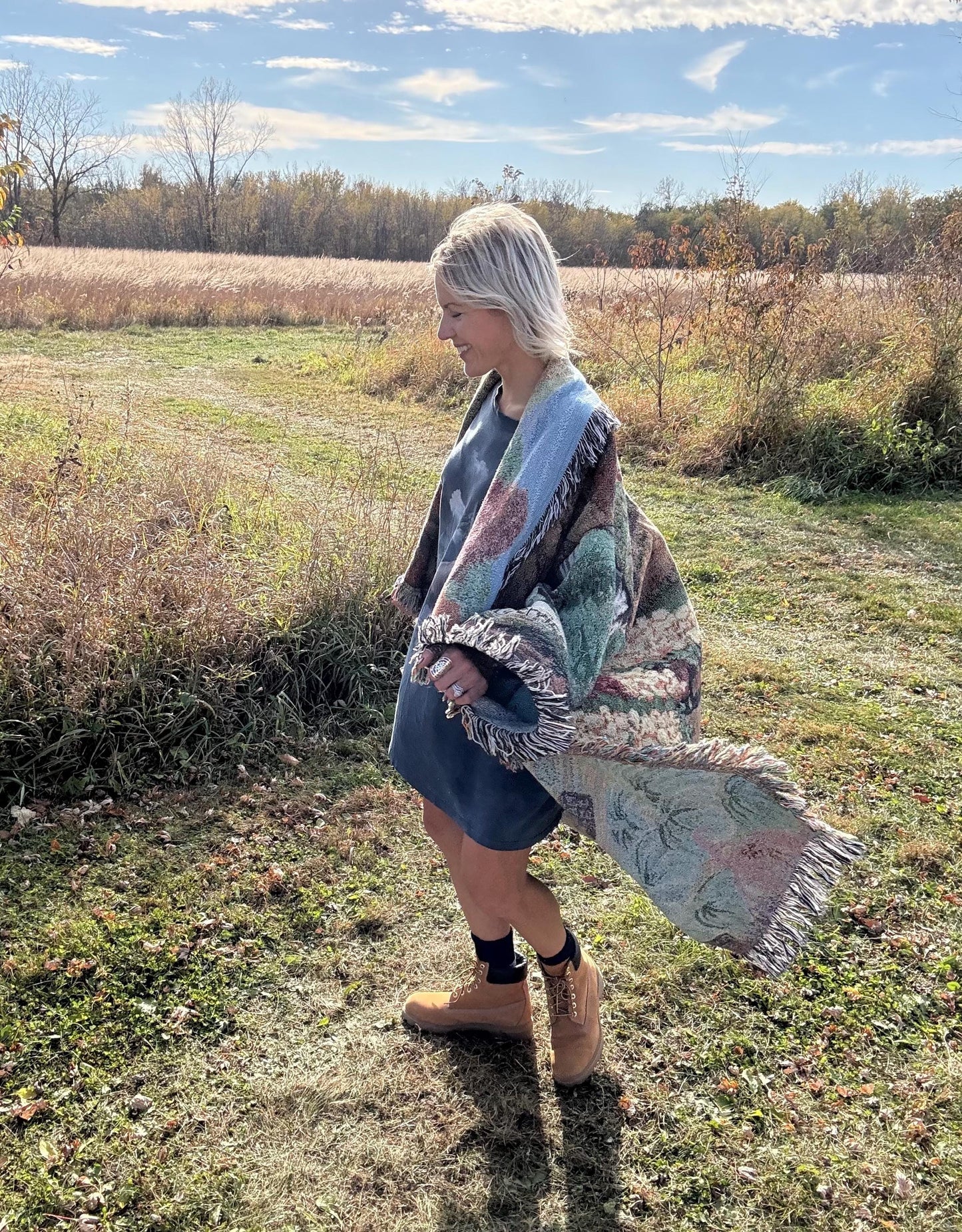 Harvest Farm Dairy Cows Pumpkins Cozy Oversized Blanket Coat