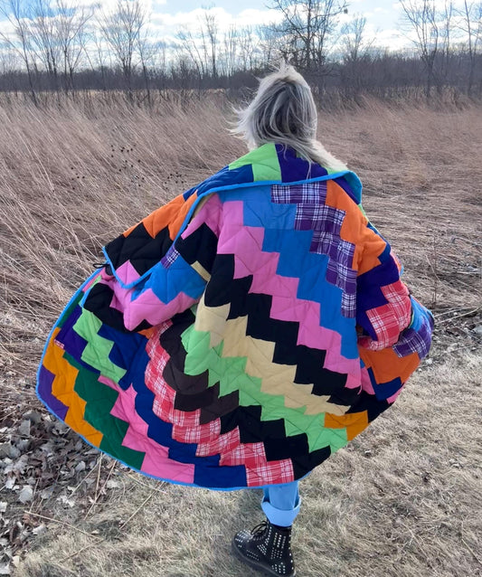 Rainbow Soul Patchwork Oversized Quilt Jacket