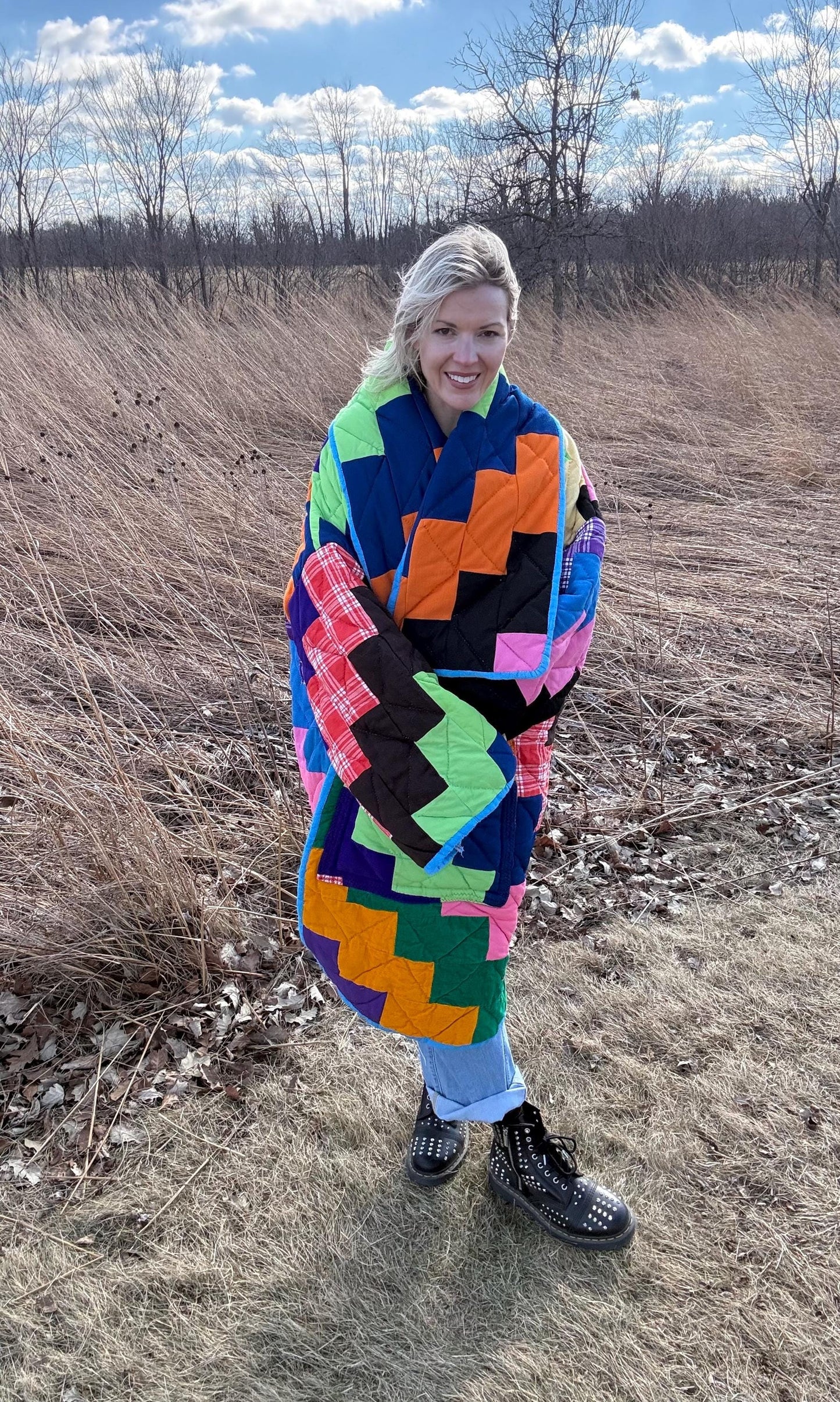 Rainbow Soul Patchwork Oversized Quilt Jacket
