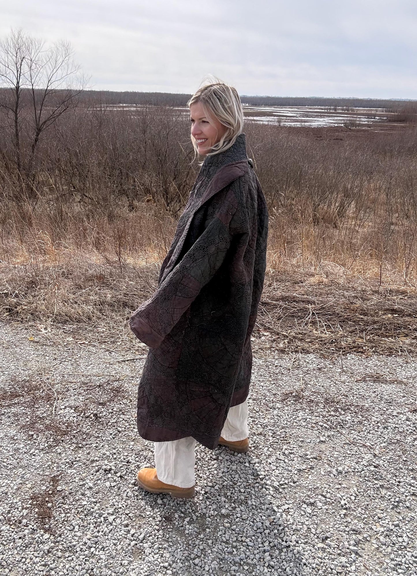 Smoke & Dreams Rugged Distressed Statement Quilt Coat