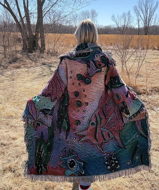 Rainbow Fish Original Psychedelic Art Blanket Coat