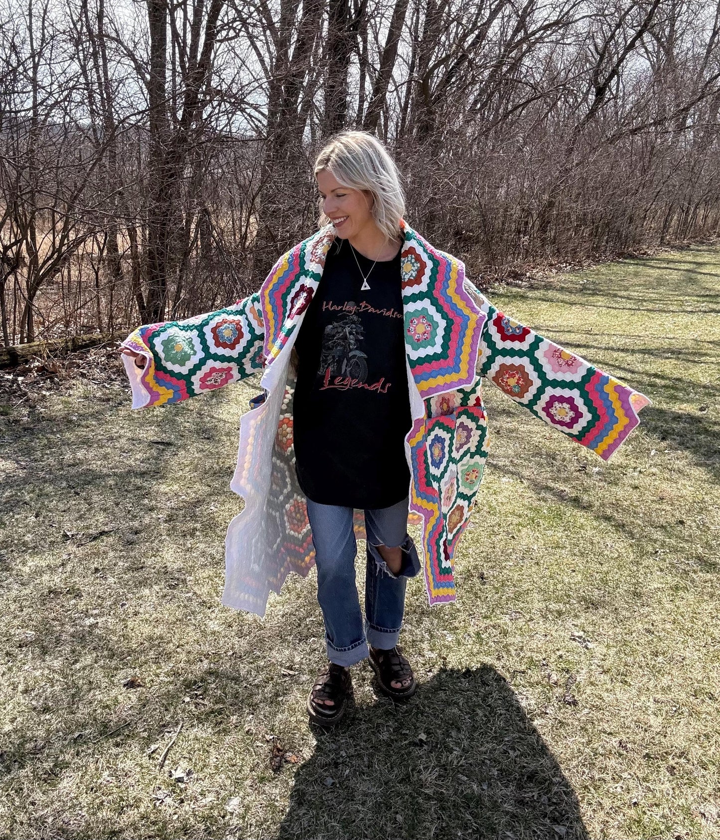 Rainbow Hippie Queen Antique Maximalist Quilt Coat
