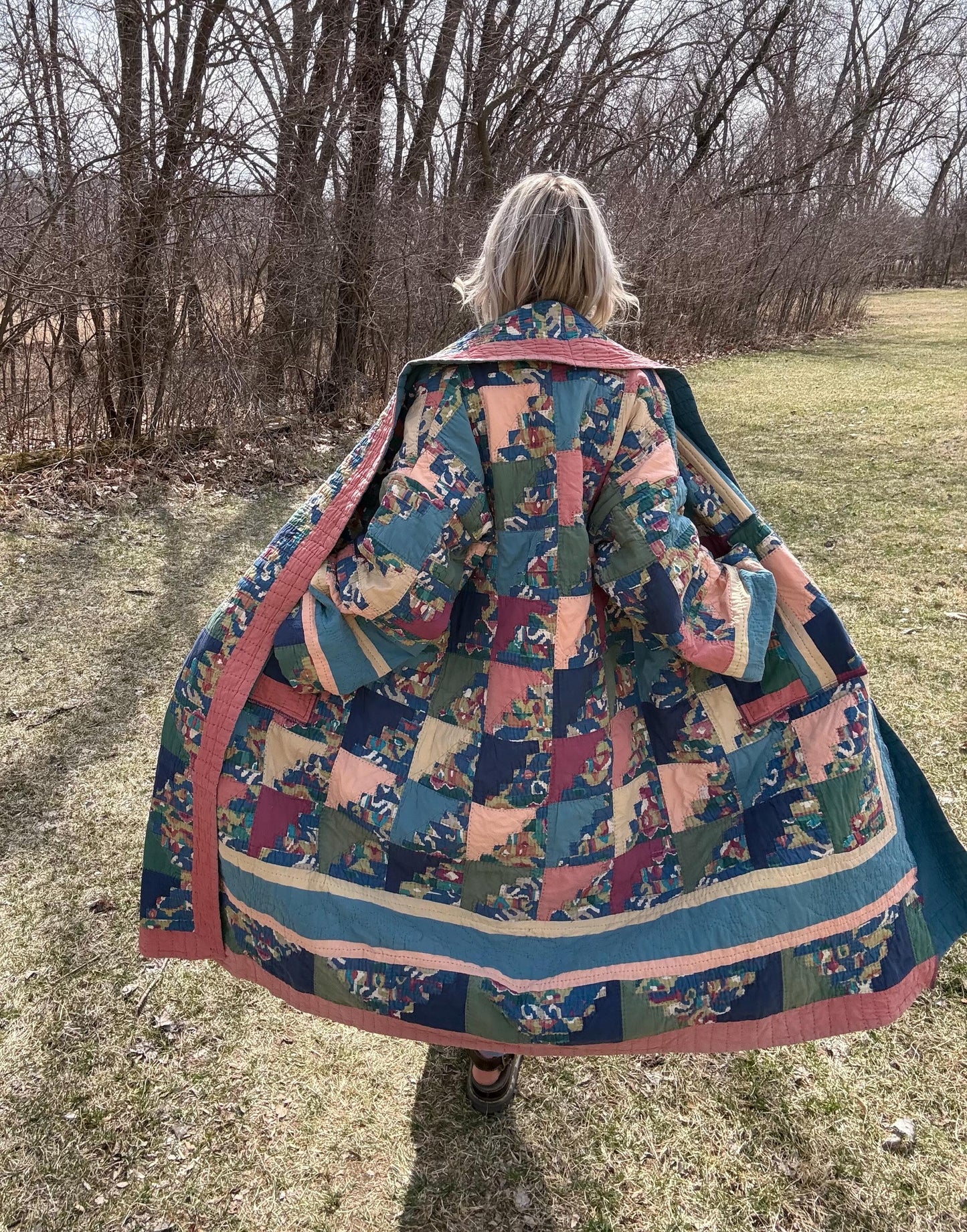 Desert Moon Long Elegant Patchwork Quilt Coat