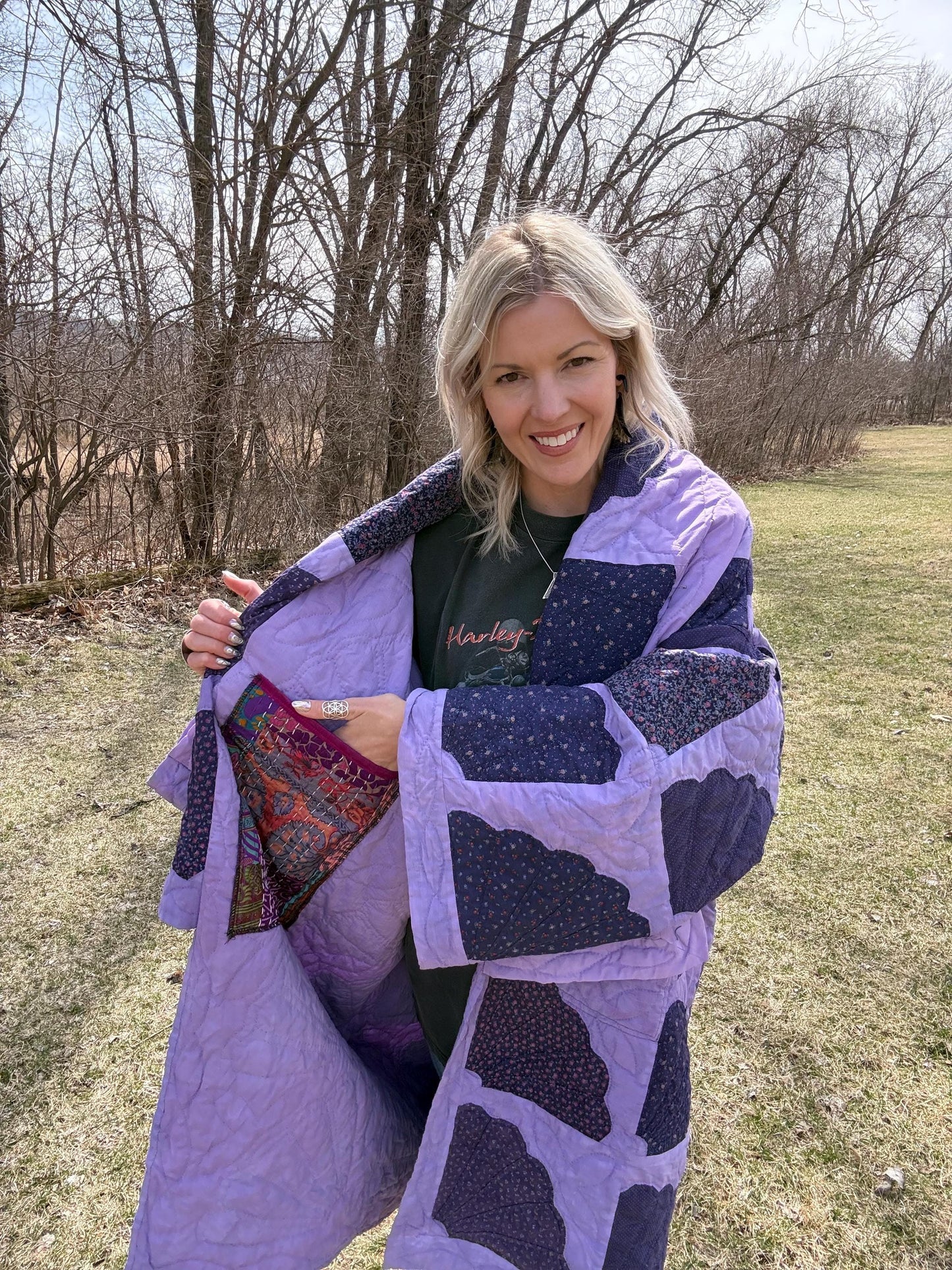 Pretty In Purple Cozy Oversized Statement Quilt Coat