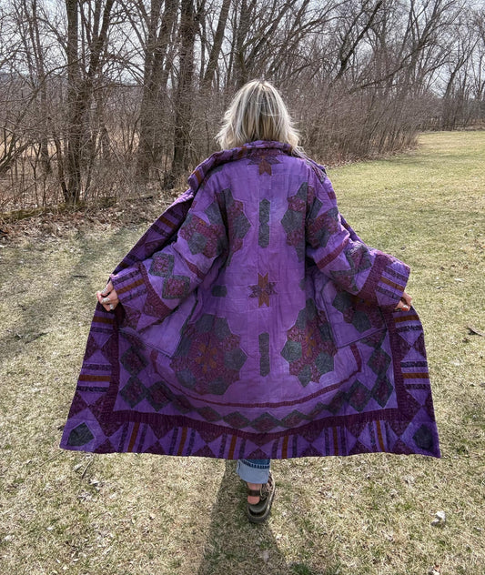 Purple Queen Maximalist Statement Quilt Coat