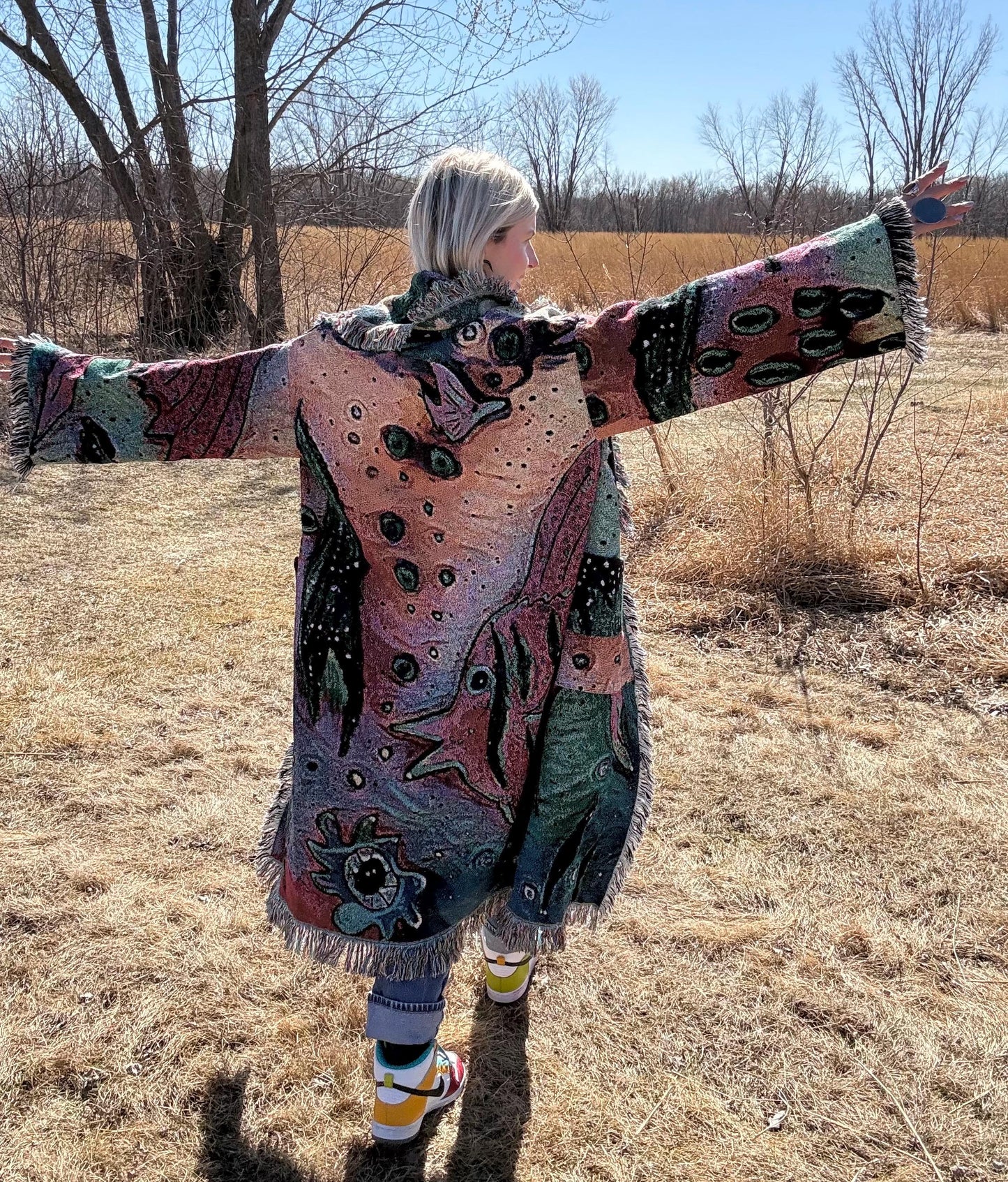 Rainbow Fish Original Psychedelic Art Blanket Coat