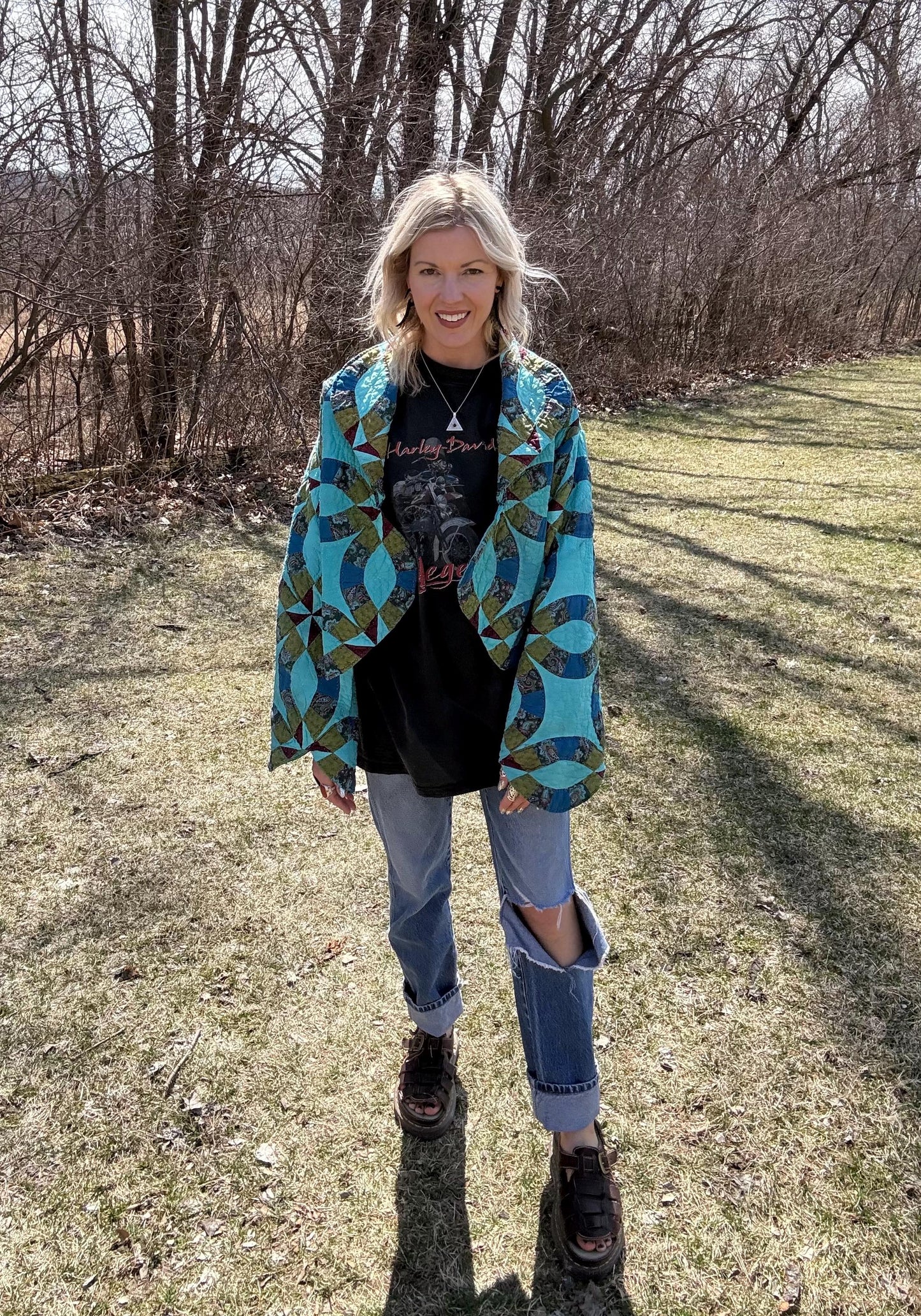 Turquoise Dream Boho Statement Quilt Coat
