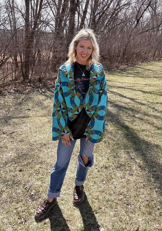 Turquoise Dream Boho Statement Quilt Coat