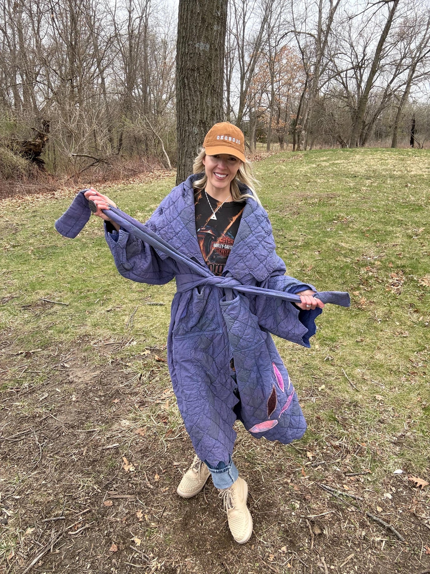 Periwinkle Muse Extra Oversized Artsy Statement Quilt Coat