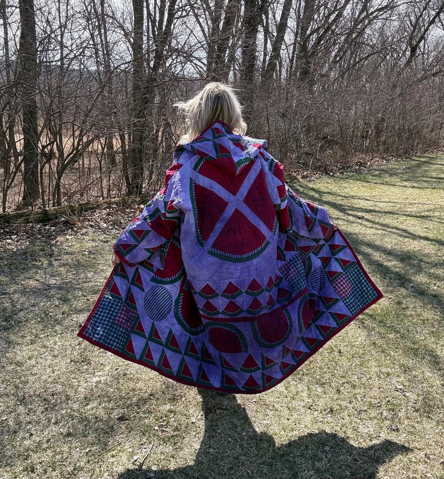 Periwinkle Watermelon Maximalist Statement Quilt Coat