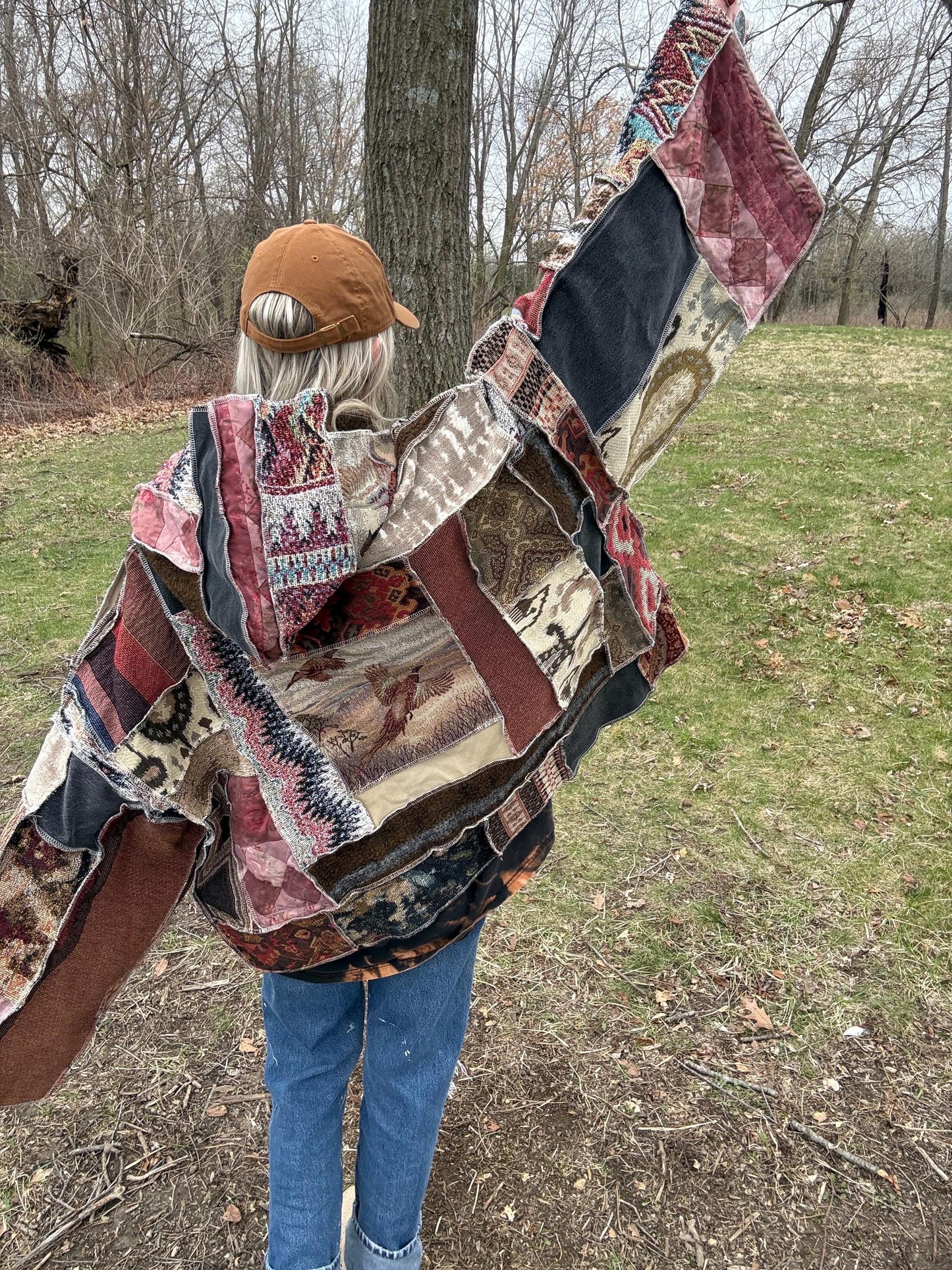 Pretty As A Pheasant Extra Oversized Fiber Art Patchwork Pullover