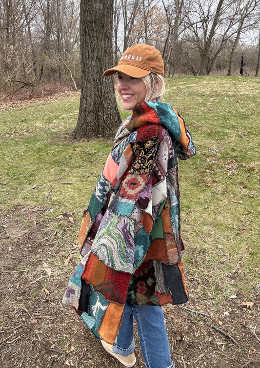 Psychedelic Desert Extra Oversized Fiber Art Patchwork Pullover