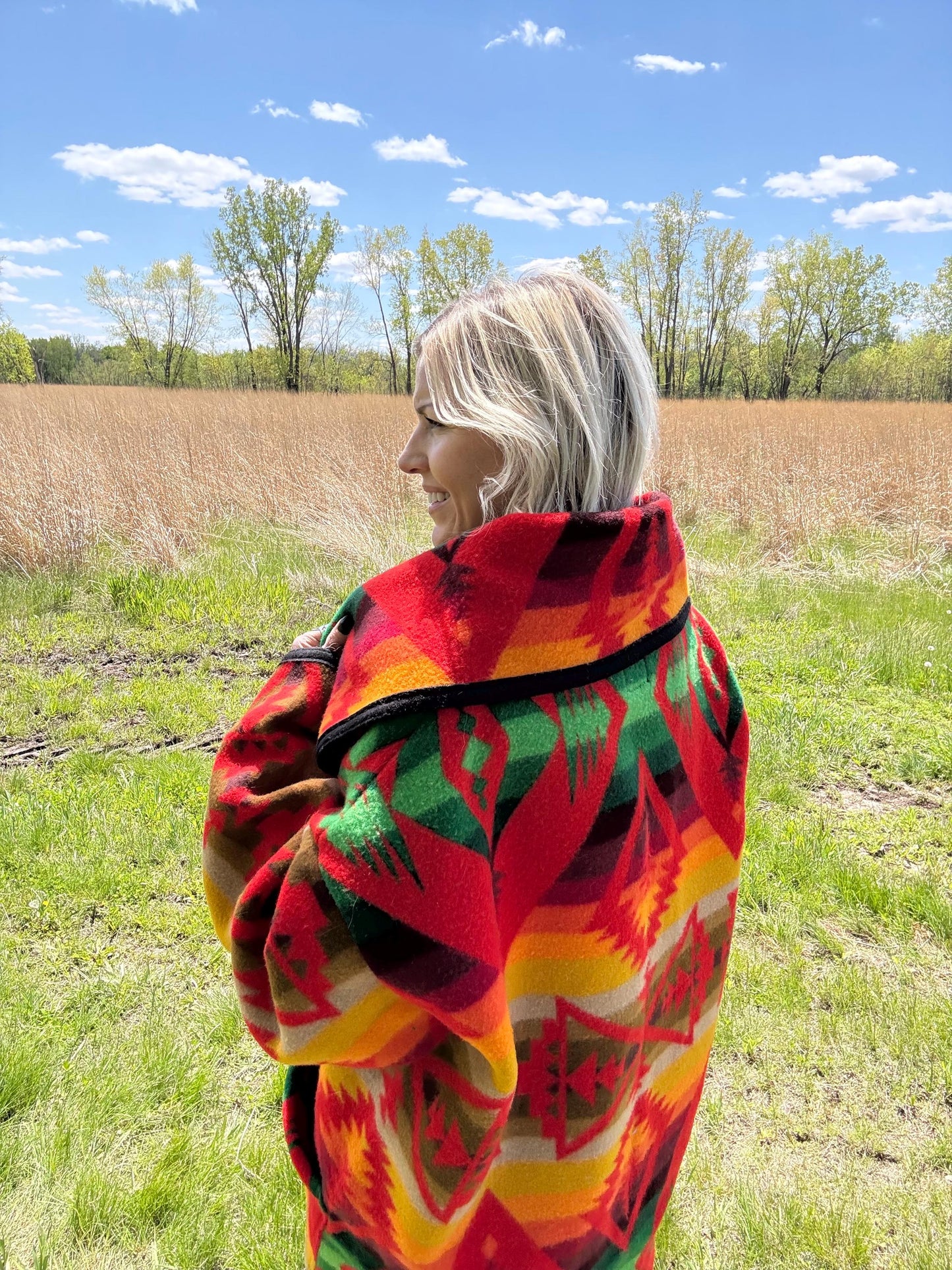 Desert Sunsets Oversized Southwestern Wool Blanket Coat