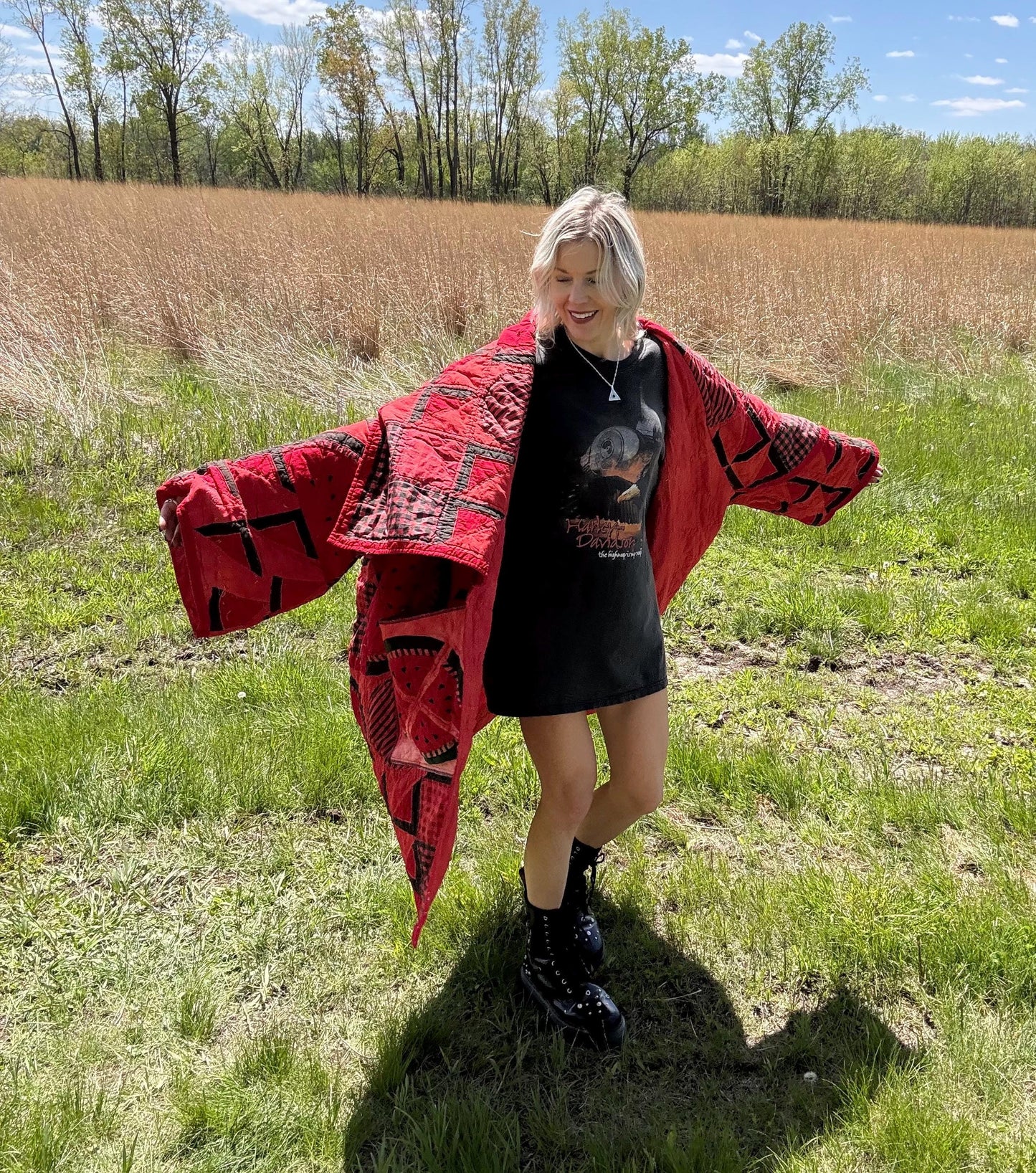 Watermelon Wonder Extra Oversized Red Quilt Coat
