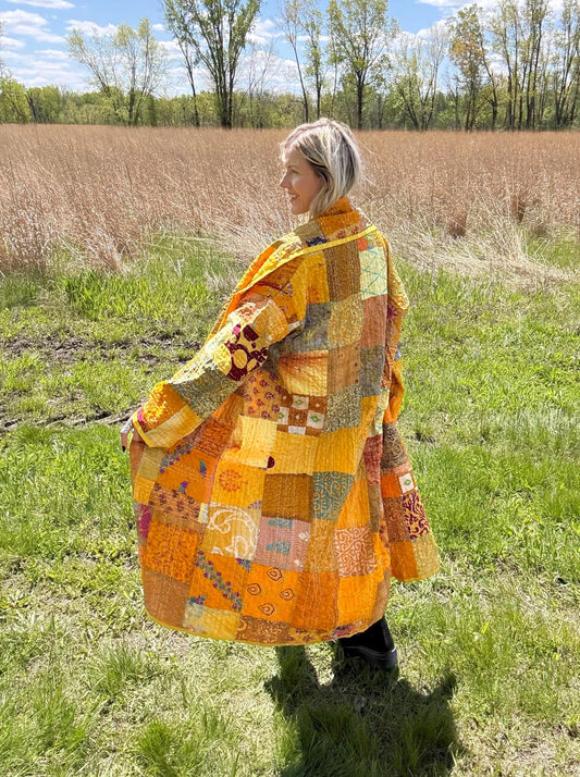 Heart Of Gold Lightweight Patchwork Quilt Coat