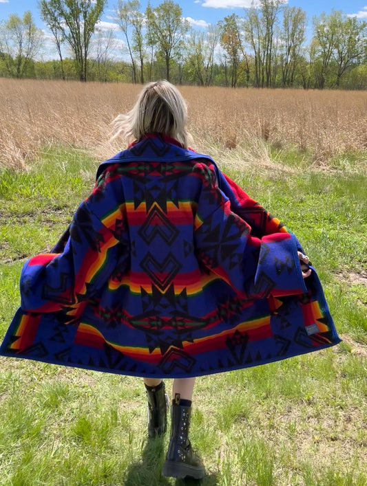 Desert Night Sky Oversized Geometric Wool Blanket Coat