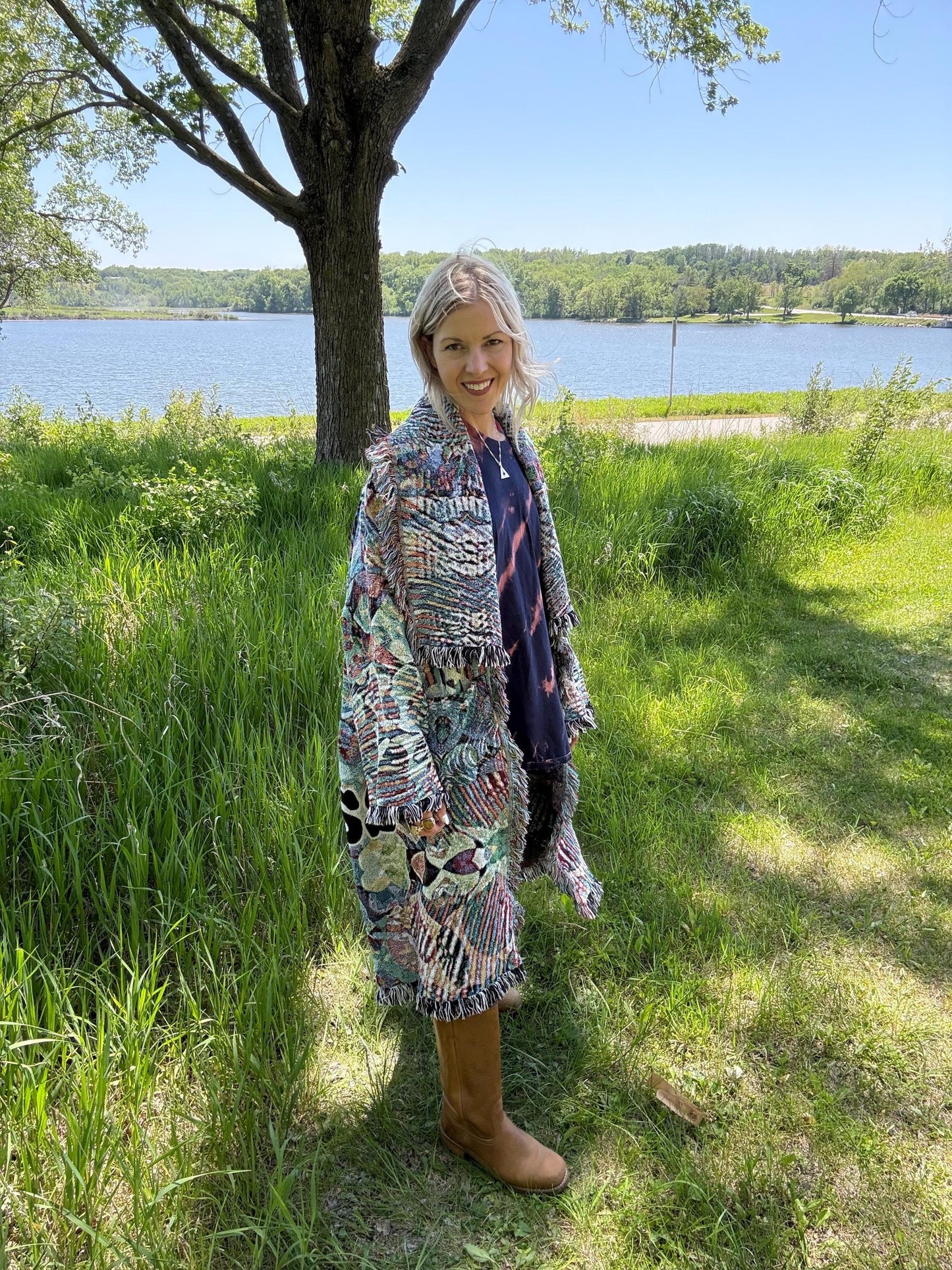 Kindness Rules Psychedelic Statement Blanket Coat