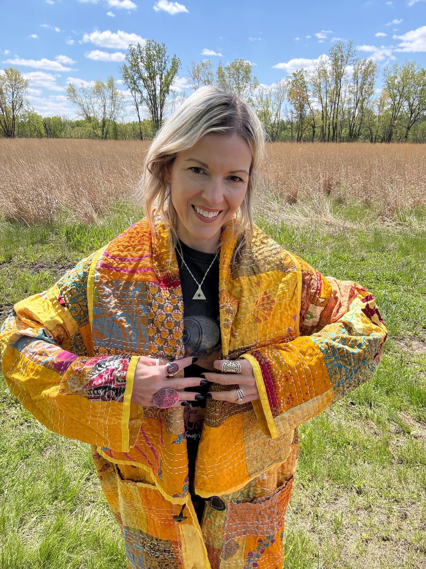 Heart Of Gold Lightweight Patchwork Quilt Coat