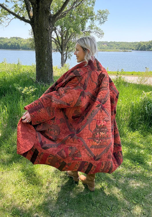 Terracotta Cutie Oversized Statement Quilt Coat