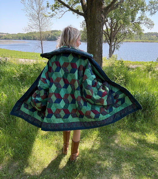 Jade Muse Extra Oversized Statement Quilt Coat