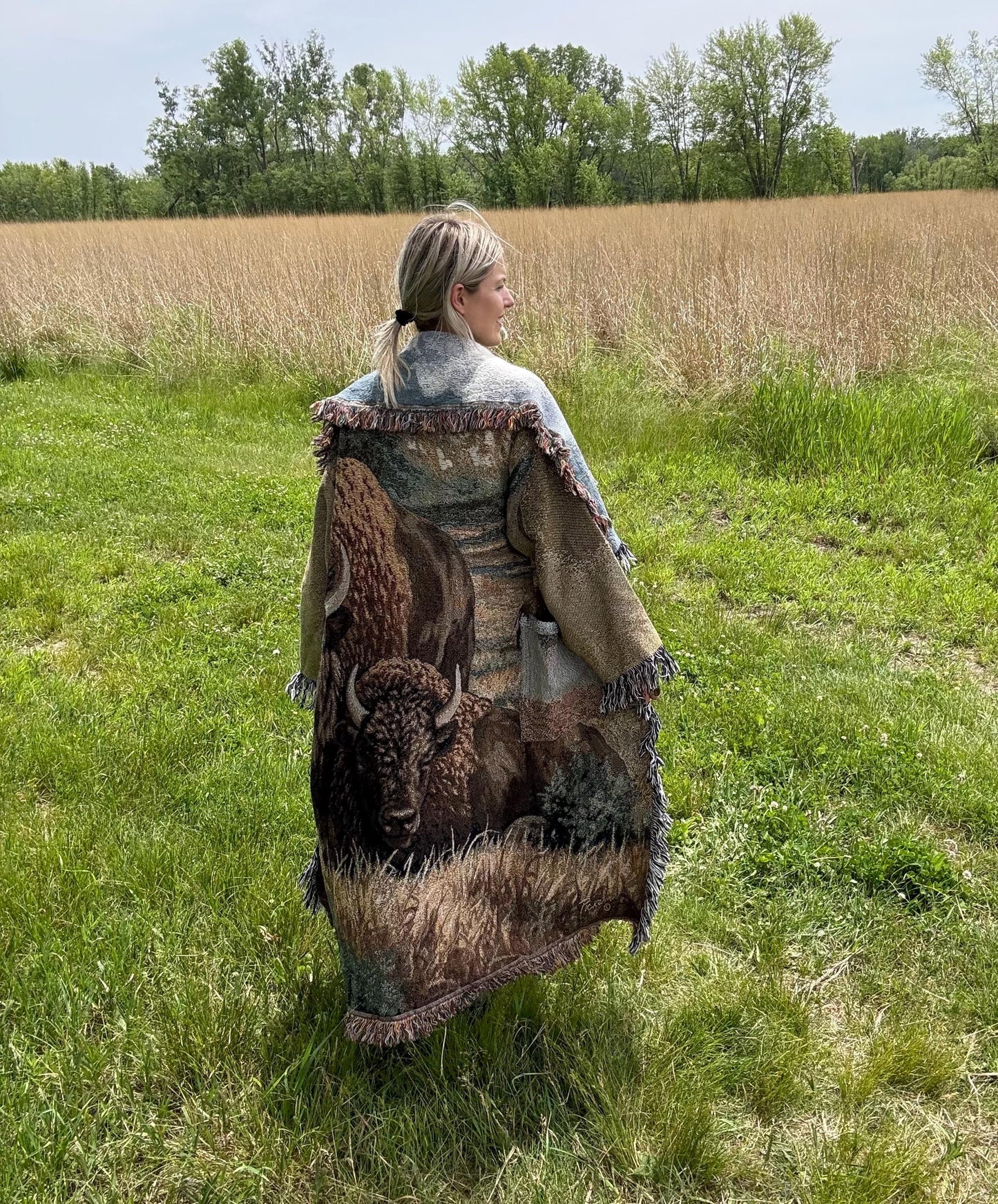 Bison Love Long Boho Blanket Coat