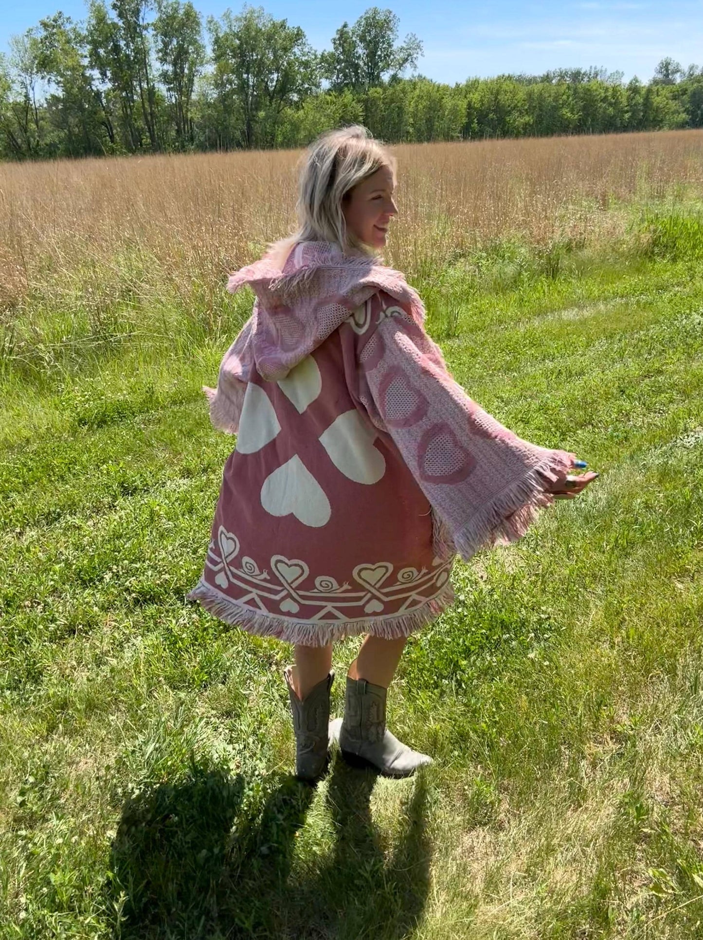 Heart Full Of Love Dusty Pink Oversized Blanket Coat
