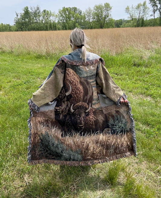 Bison Love Long Boho Blanket Coat