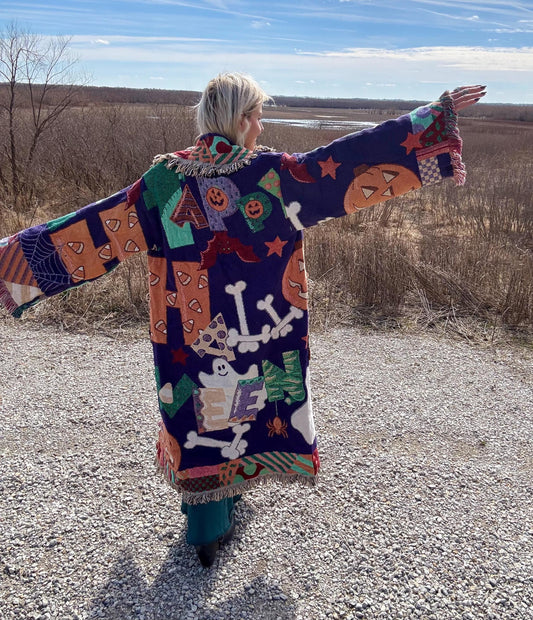 Happy Halloween Long Blanket Coat