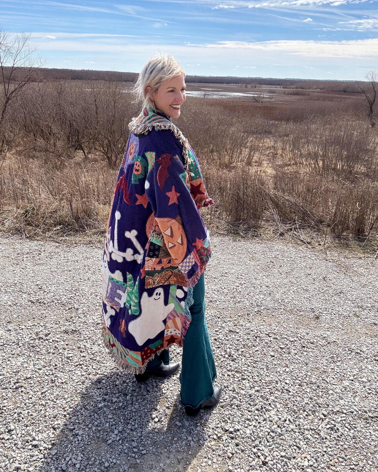 Happy Halloween Long Blanket Coat