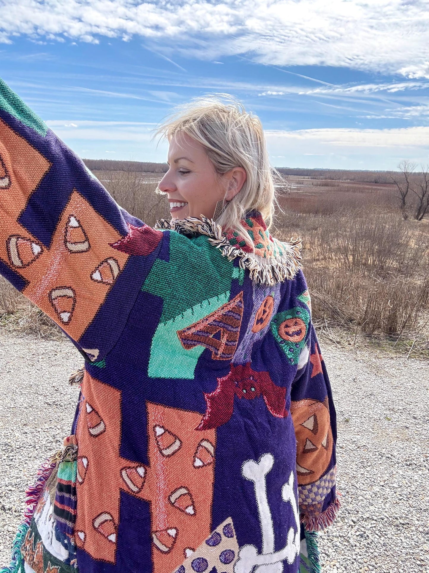Happy Halloween Long Blanket Coat
