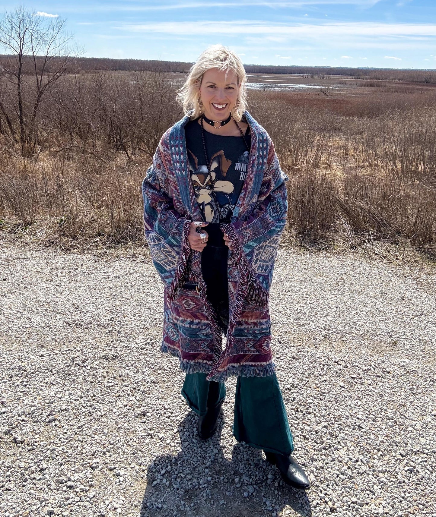 Geometric Jewel Tones Extra Oversized Blanket Coat