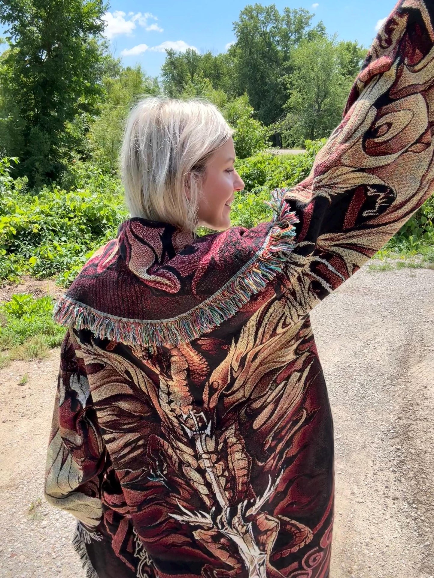 Fire Dragon Long Blanket Coat