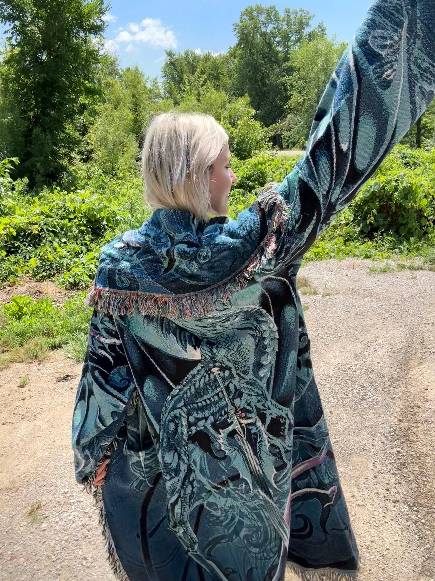 Water Dragon Long Blanket Coat