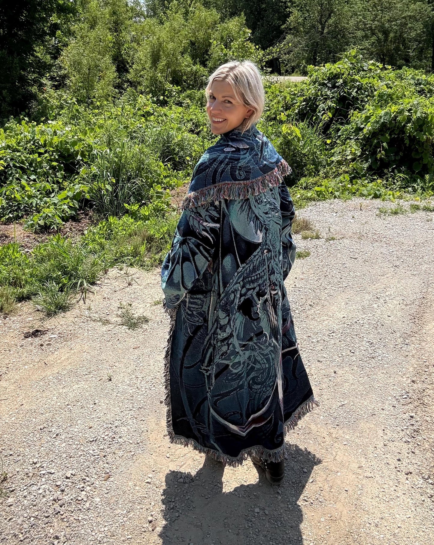 Water Dragon Long Blanket Coat