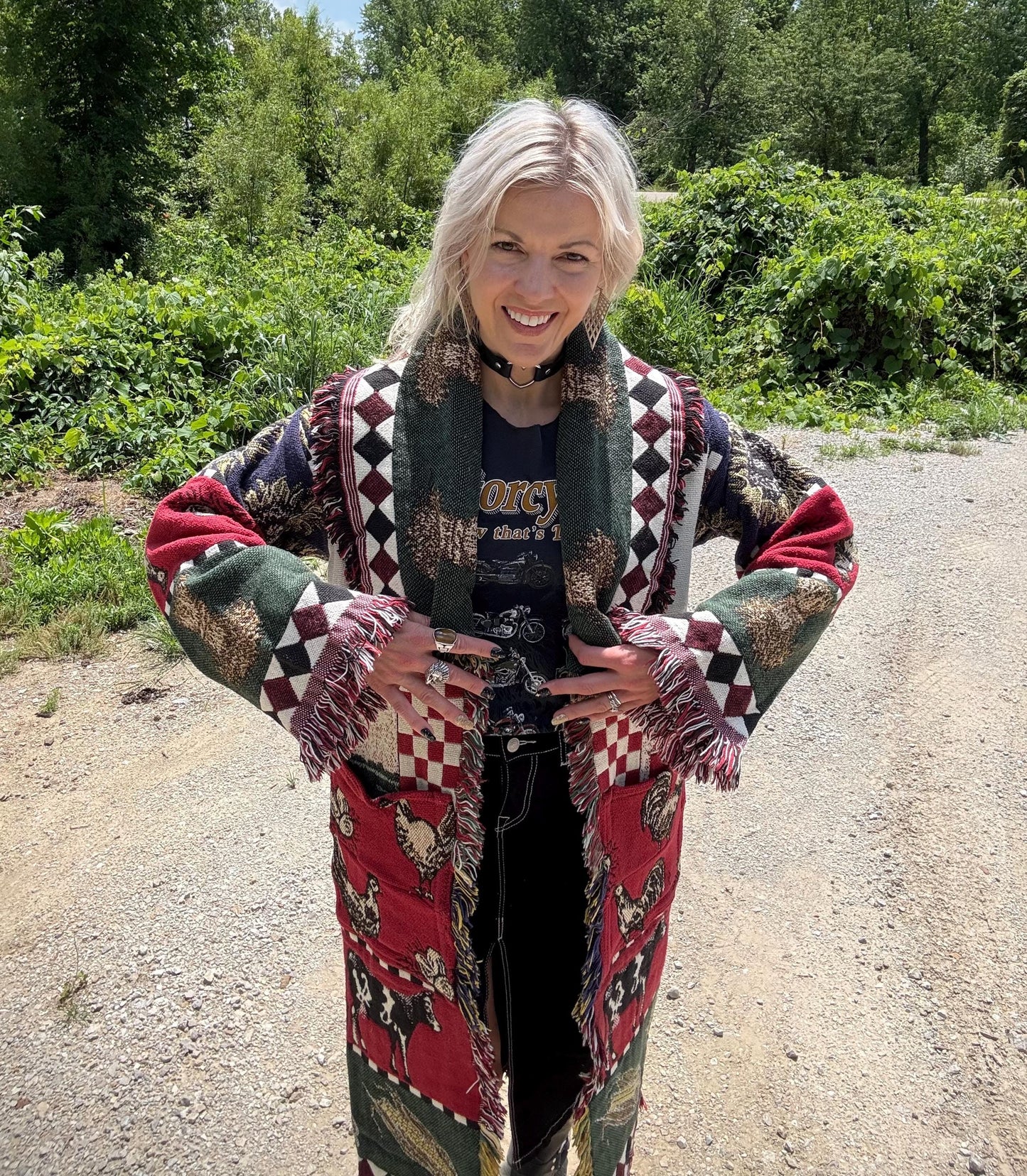 Farm Cows Sunflower Love Boho Blanket Coat
