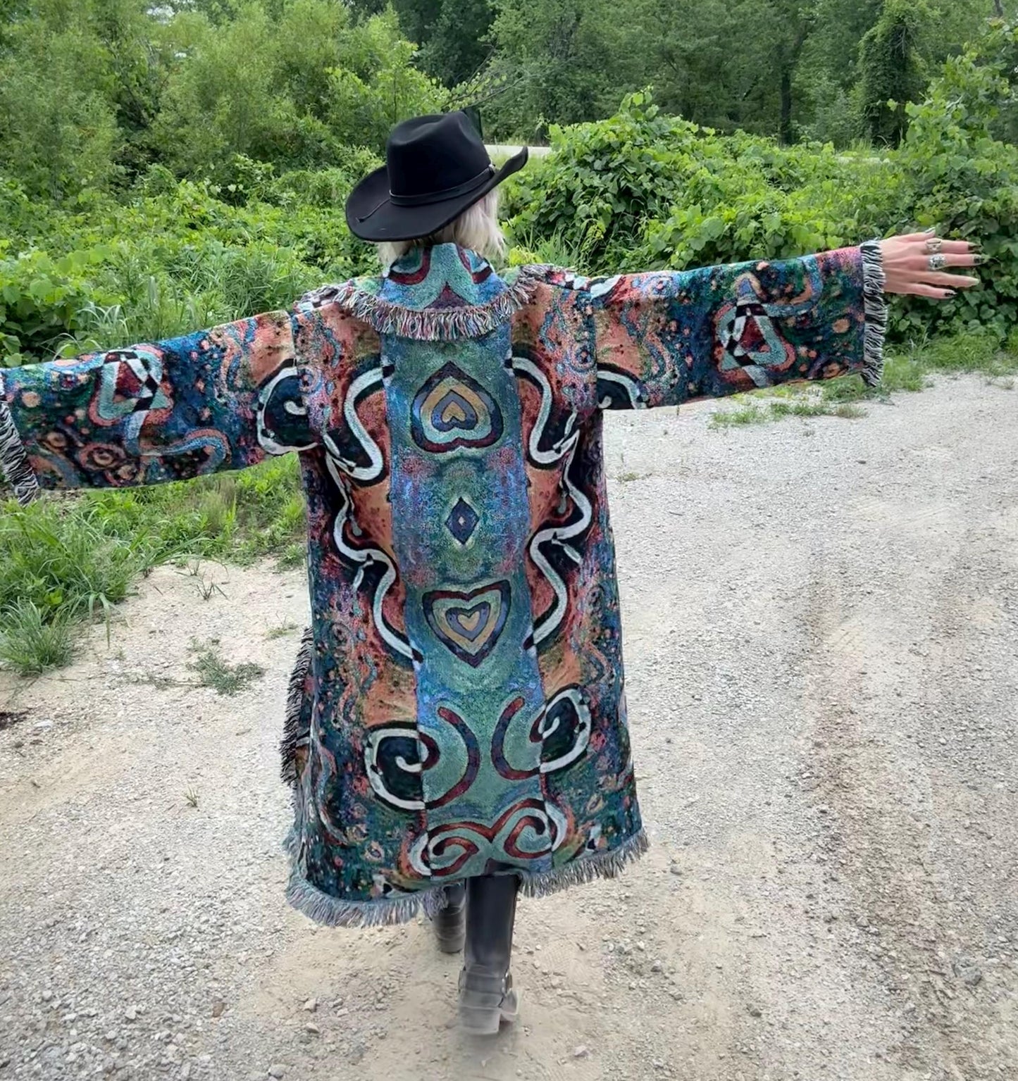Galactic Love Original Psychedelic Art Long Blanket Coat